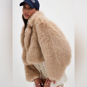 Free People Paris Cropped Faux Fur Jacket